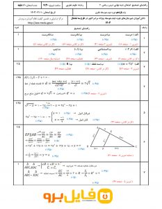 سوالات شبه نهایی ریاضی یازدهم تجربی ۱۴۰۳